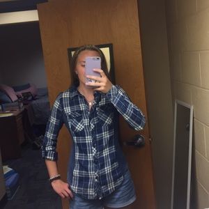 Denim plaid shirt